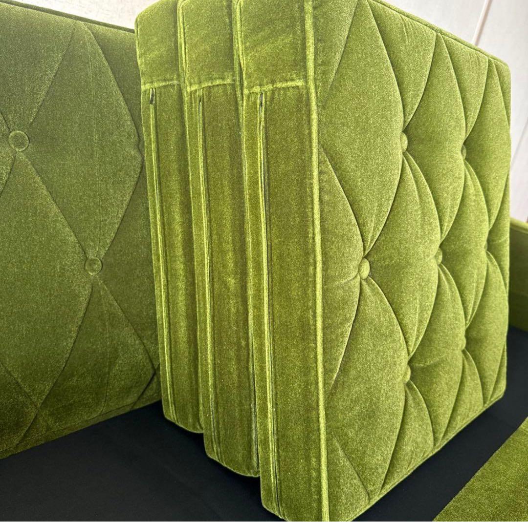 カリモク60 ロビーチェア　3シーター　モケットグリーン