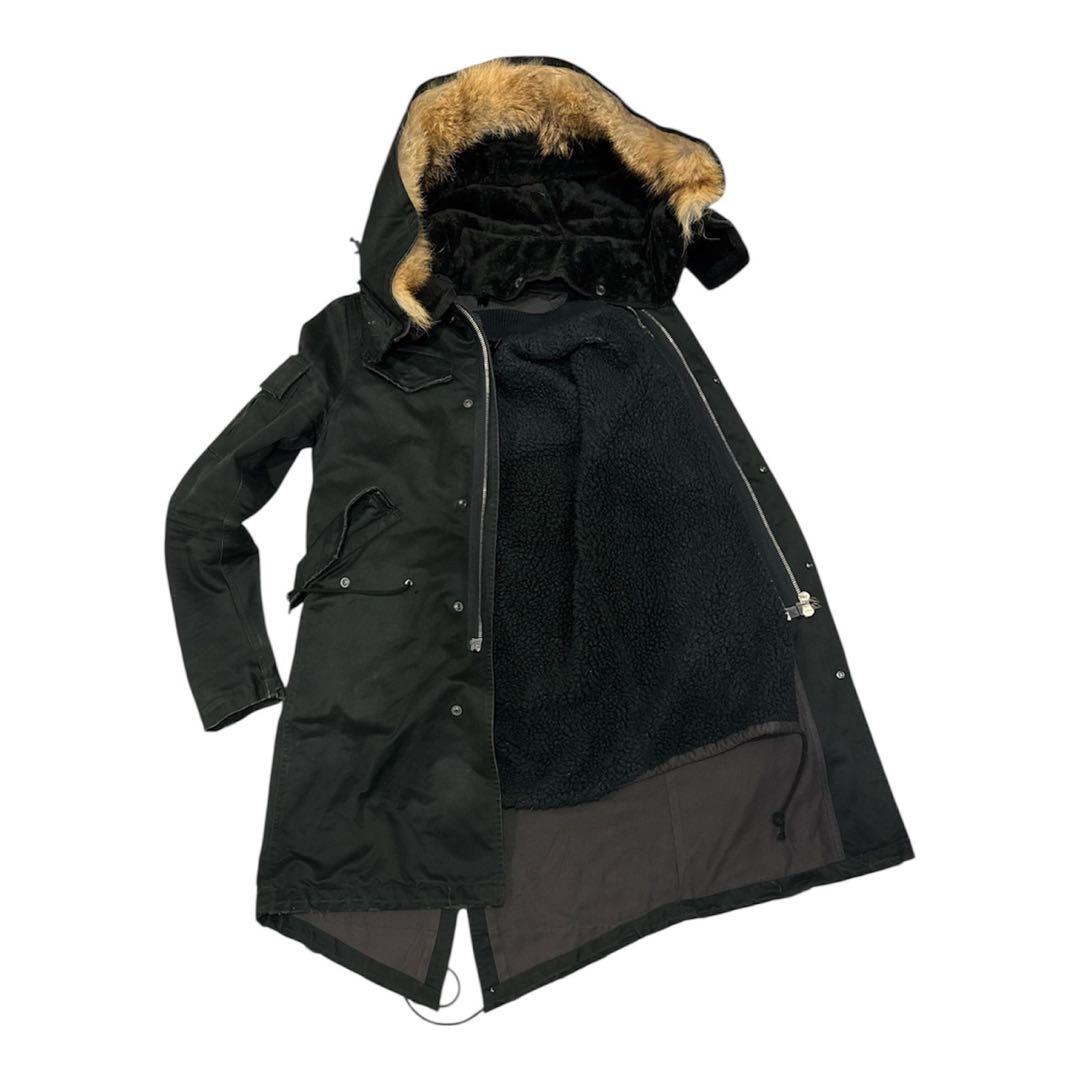 wjk M-52 destroy cotton twill モッズコート 黒