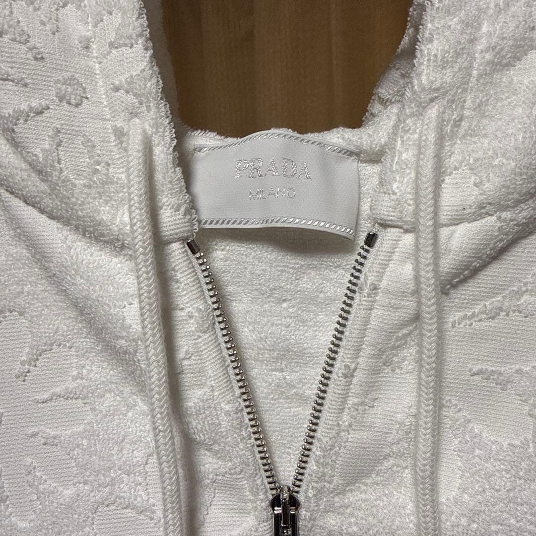 PRADA プラダ　ジャガードテリークロスフーディー ホワイト