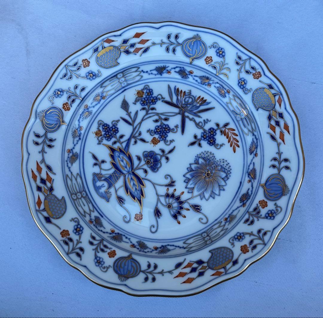 未使用 最高峰 Meissen マイセン 朱金オニオン プレート 6枚　18cm