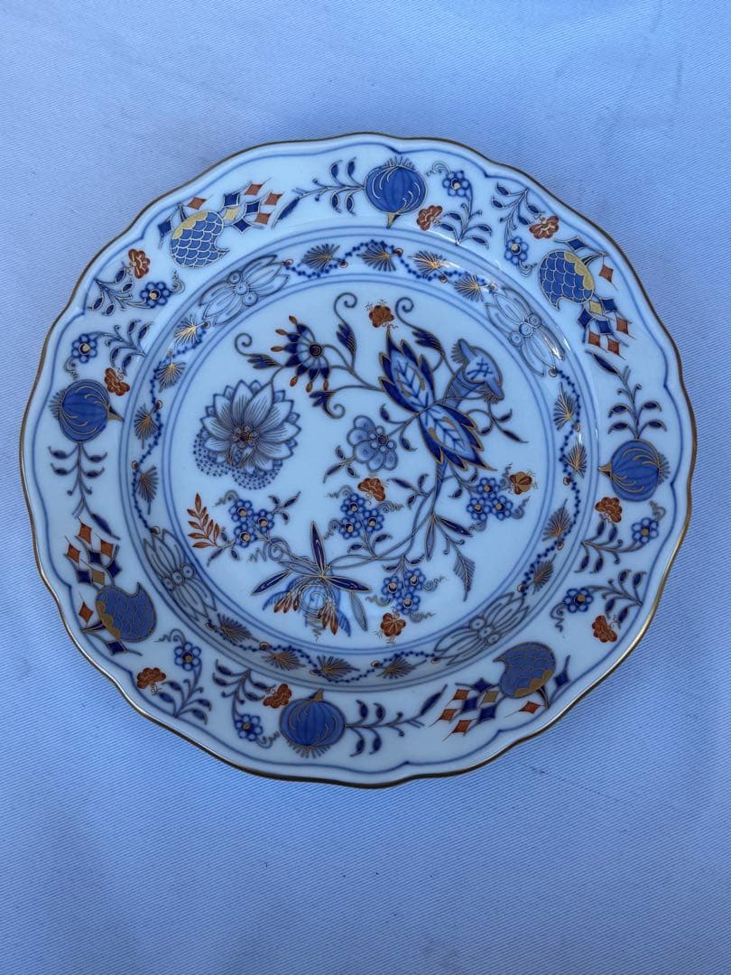 未使用 最高峰 Meissen マイセン 朱金オニオン プレート 6枚　18cm