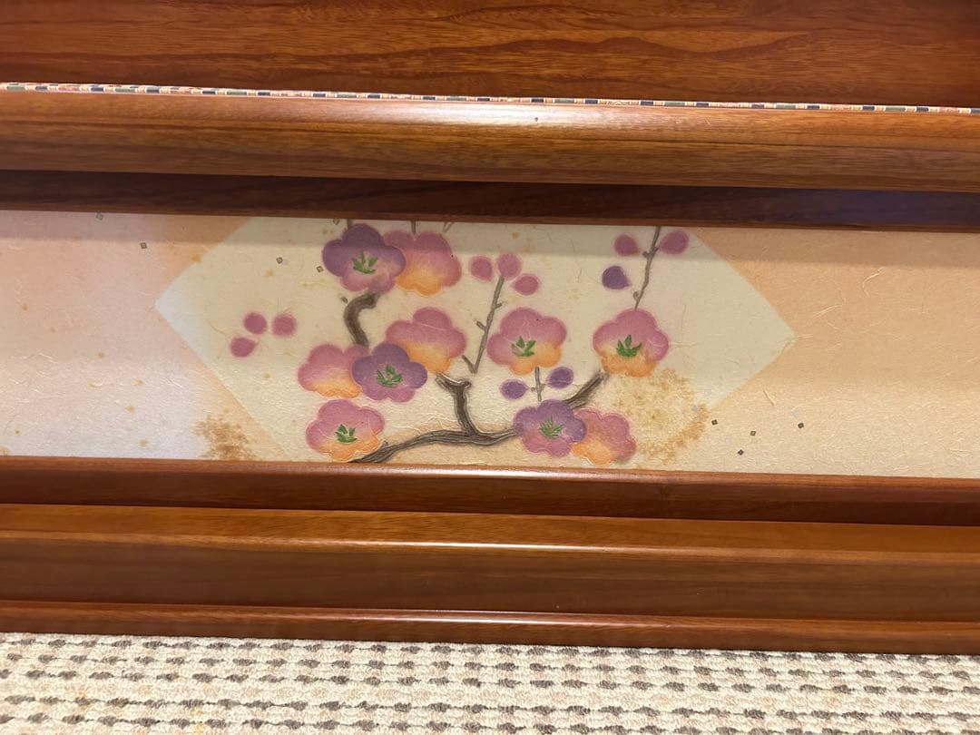 あゆな　桐製 三段ひな壇 春日三段 梅柄屏風セット　お雛様　正月飾り