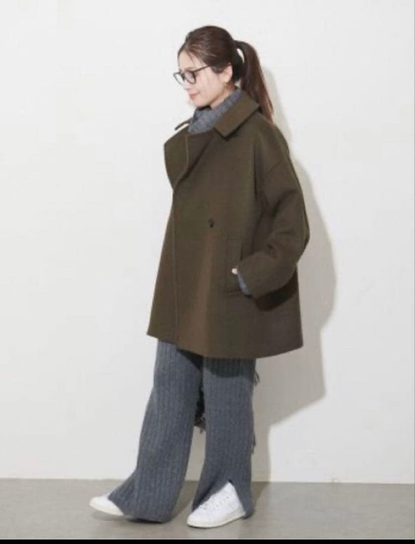 ウールアンゴラバルカラーミドルコート