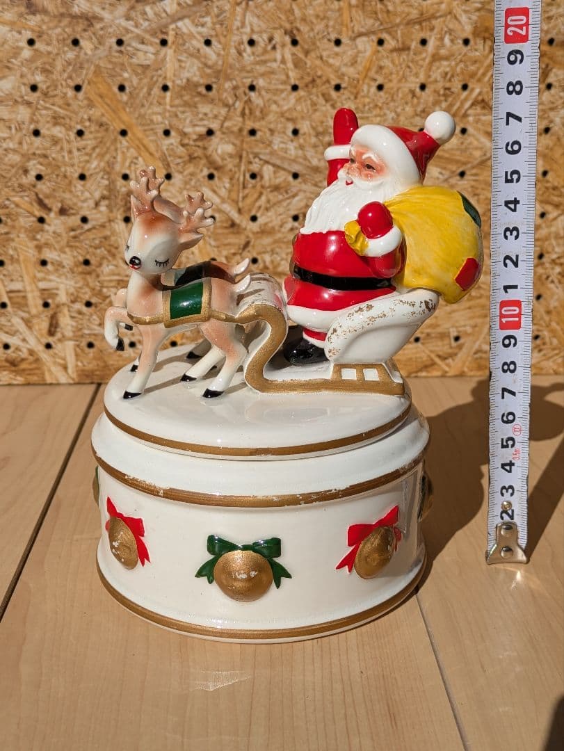 レア！　ヴィンテージ レフトン サンタ&トナカイ クリスマス 蓋付きキャンディ皿