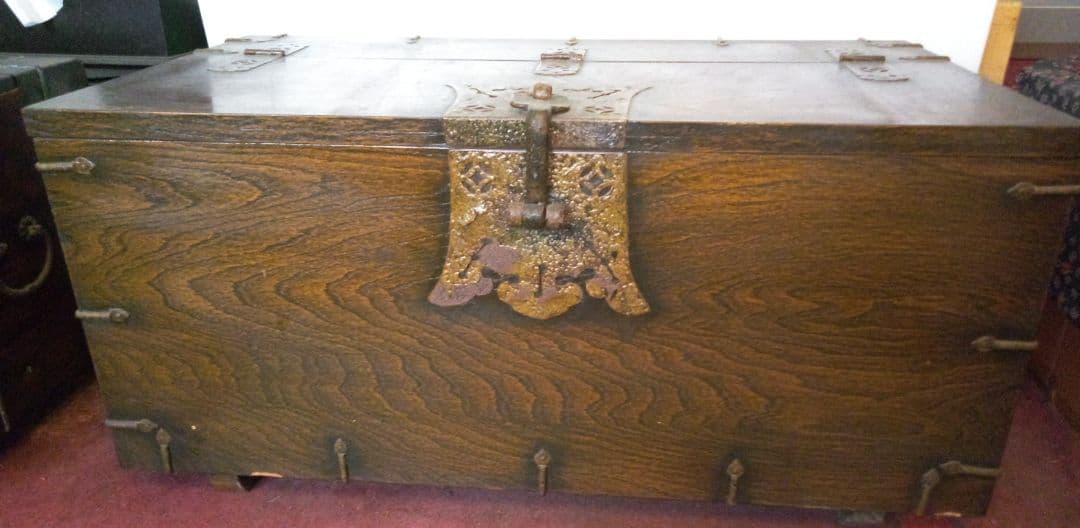 李朝家具　トンケ　木目調　木製アジアン収納箱