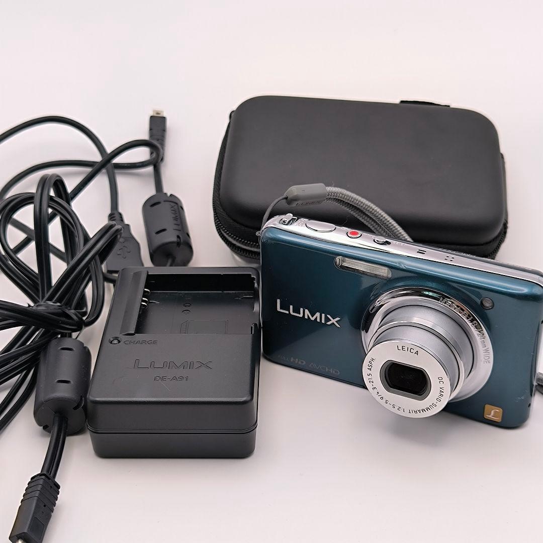 ケース付き美品　Panasonic LUMIX DMC-FX77 スエードブルー