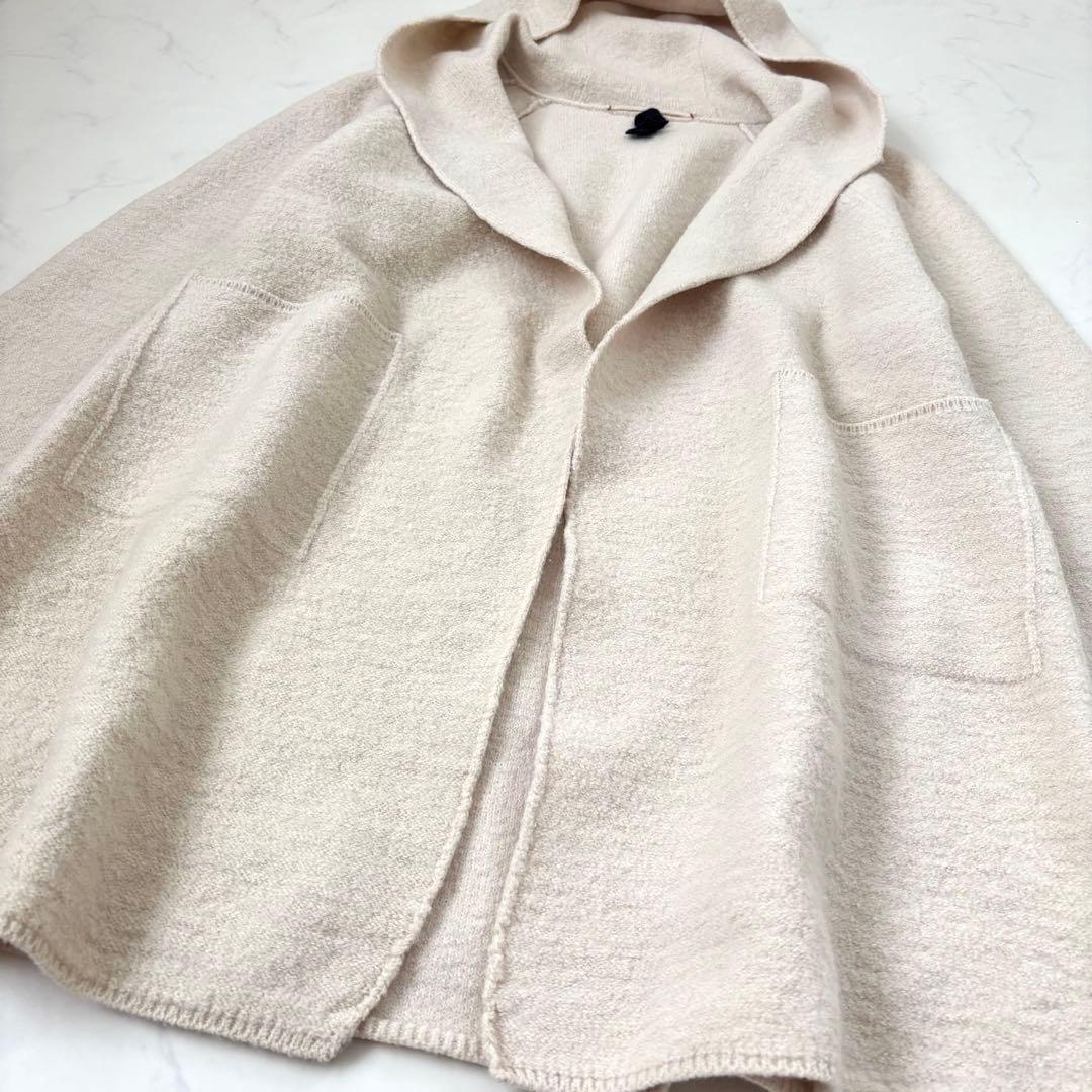 【美品】45R ウールアルパカ混 縮絨 フードコート メルトン 圧縮ウール