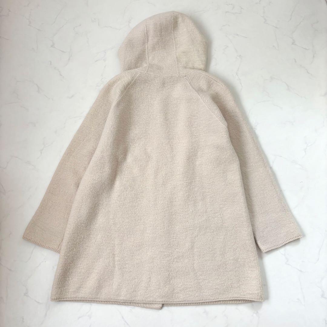 【美品】45R ウールアルパカ混 縮絨 フードコート メルトン 圧縮ウール