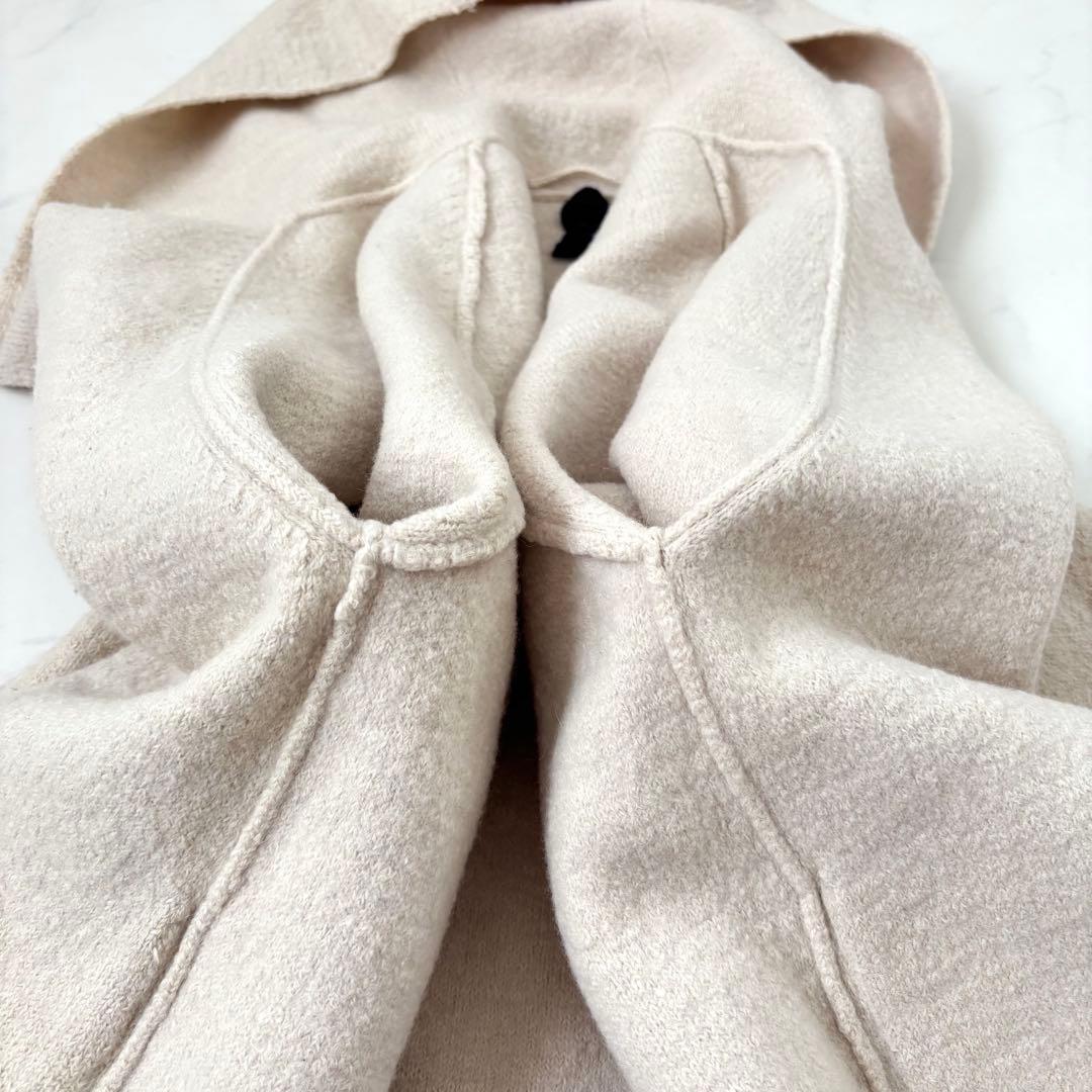 【美品】45R ウールアルパカ混 縮絨 フードコート メルトン 圧縮ウール