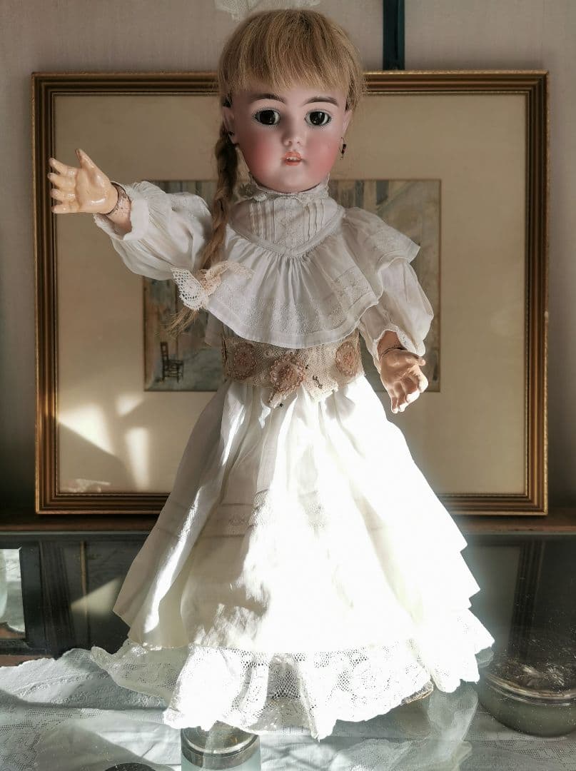 アンティークフランス 付け襟＆ウェストベルト ヴァレンシエンヌ＆花刺繍アップリケ