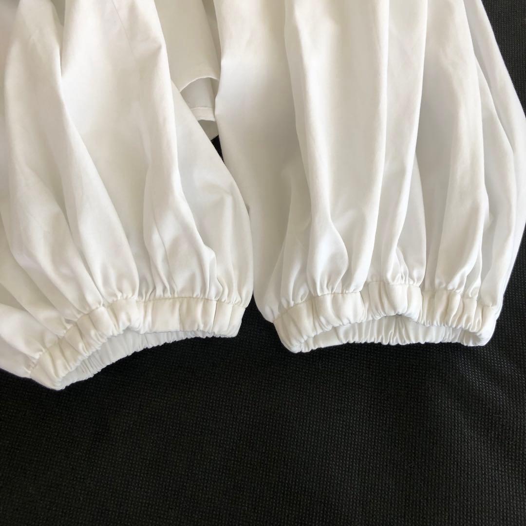 Yori◆ ビッグリボン パフスリーブ バルーン袖シャツ ブラウス 日本製 36