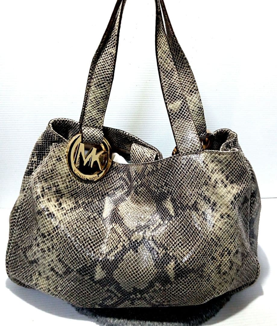 マイケルコース　パイソン本革レザー型押しトートゴールド金具　【未使用】