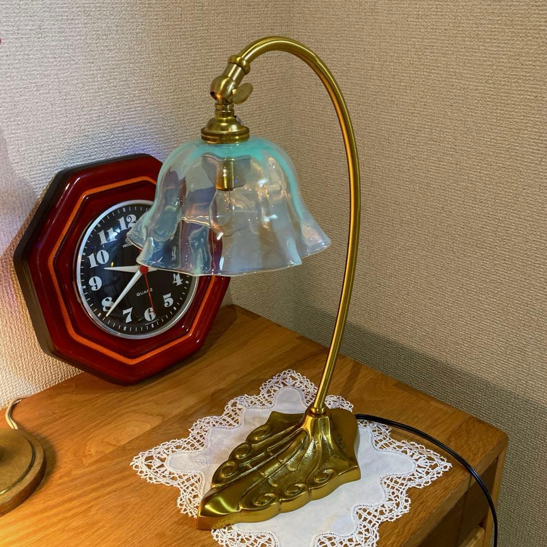 （専用）ブルーウラン　ランプスタンド　アンティークガラス　イギリス