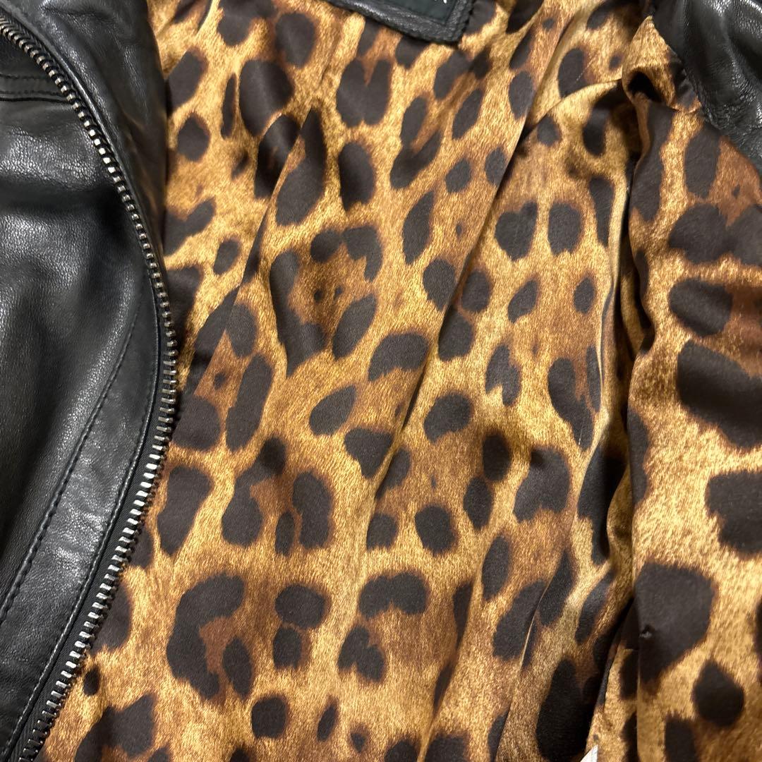 激レア⭐️dolce&gabbana ラムレザー シングルライダース　レオパード