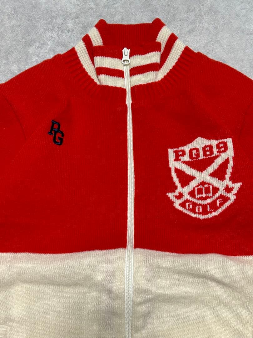 未使用級 パーリーゲイツ　ジップアップセーター ウール混 メンズ サイズ 5