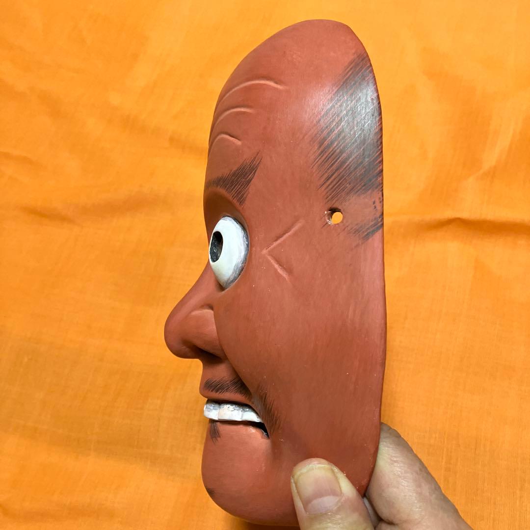 美品　能面　とびで　木彫り　手彫り