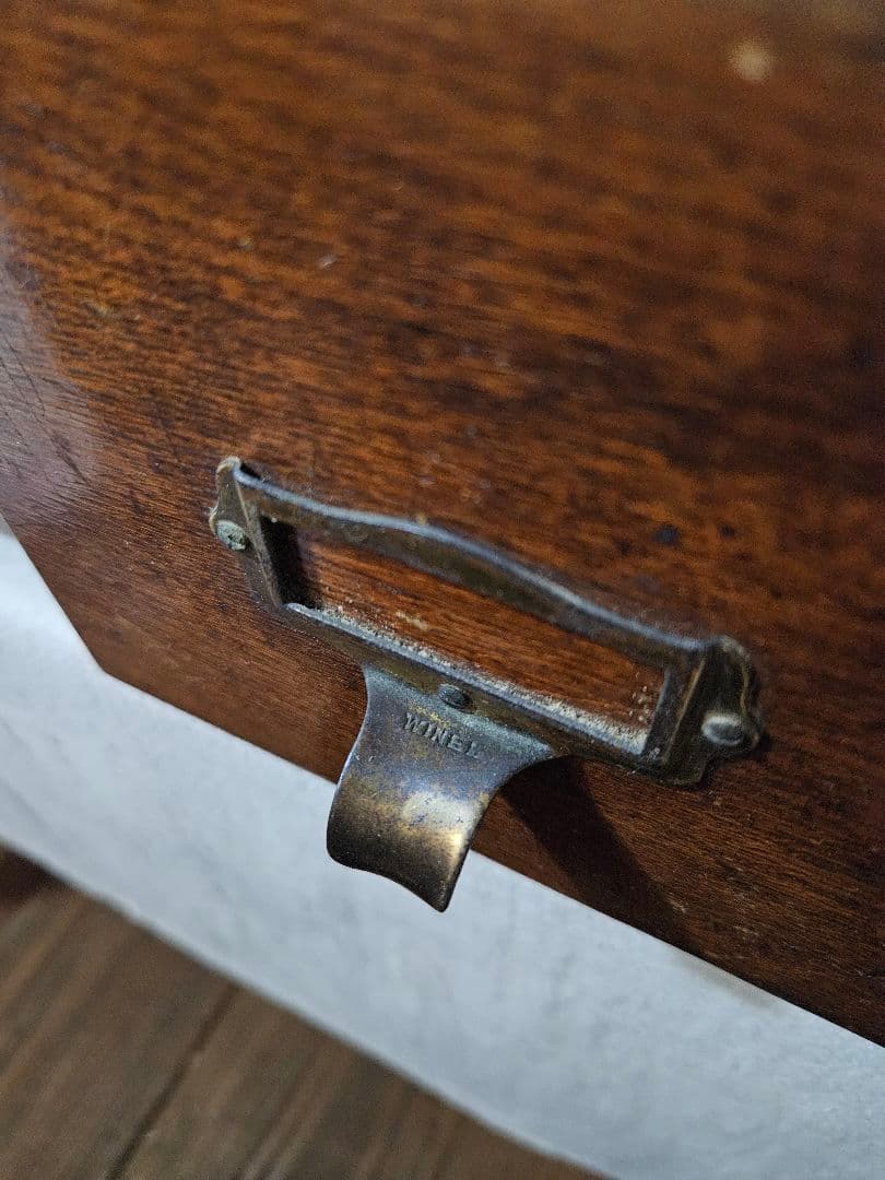 USアンティーク WINEL社製 木製のファイルキャビネット カードホルダー