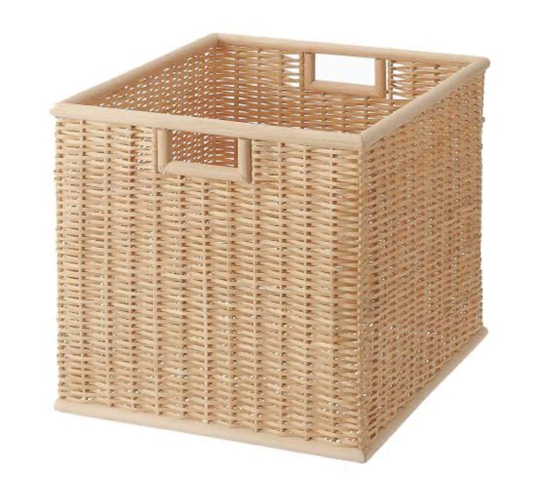 無印良品ブリ材角型バスケット・特大1個セット籐かご収納整理カゴ カラーボック