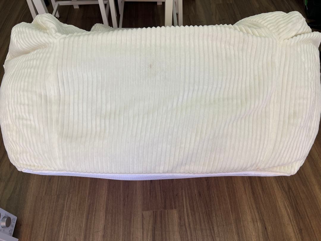 LOOSY 1人掛けビーズソファ　ホワイト コーデュロイ ビーズクッション