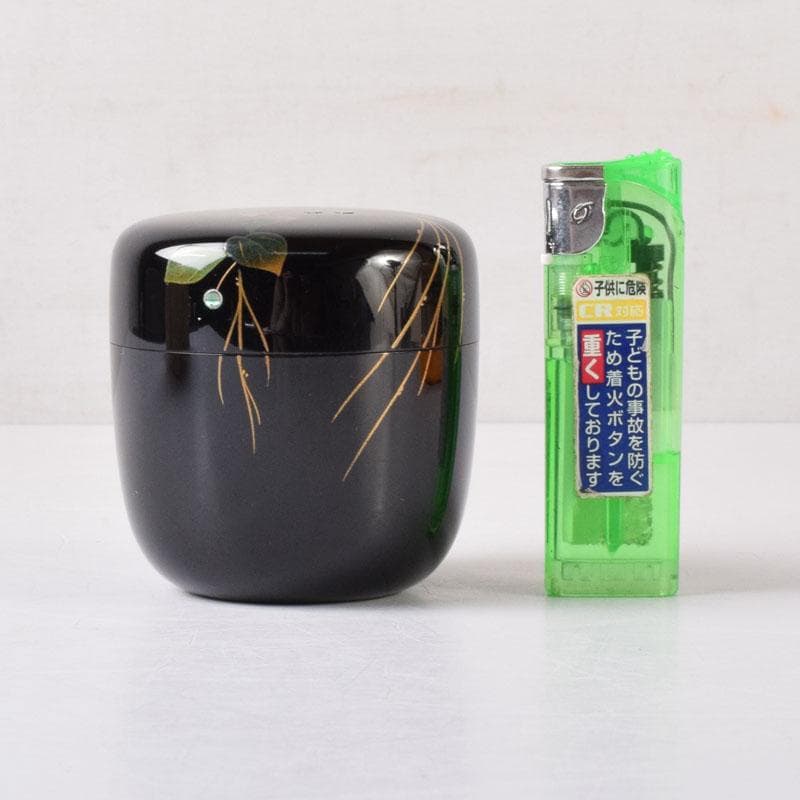 茶道具　輪島塗　小池敏夫（静峯）作　螺鈿装飾　草文　棗　共箱　V　8274