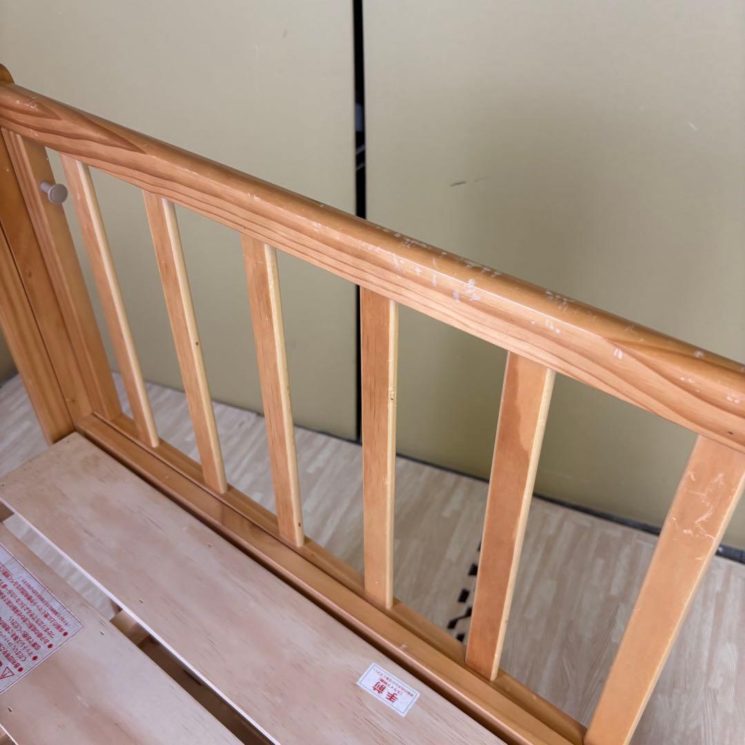 ☆除菌清掃済☆　大和屋　パタン　折りたたみミニベビーベッド　すのこ　ナチュラル