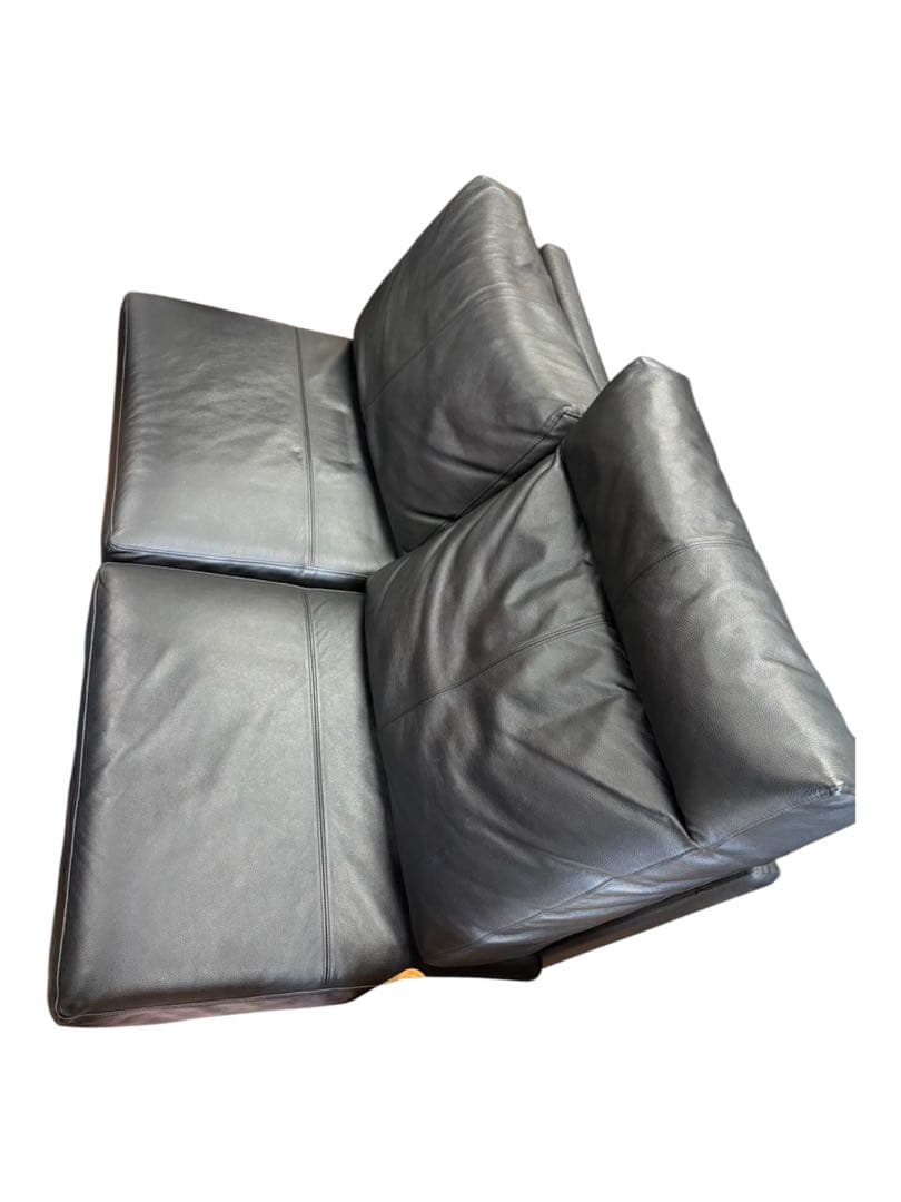 EUCAS ユーカス　黒レザーソファ 2人掛け