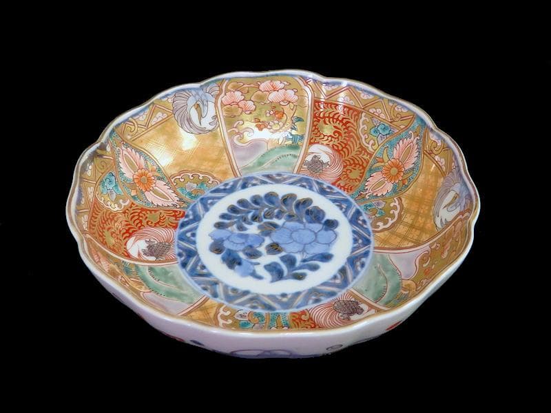 古伊万里　金襴手　松竹梅に鶴亀の図　膾皿　５客　D942AS-BNu