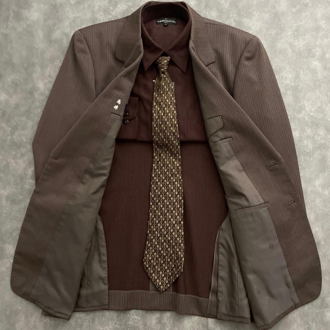 極上 イタリア製 Zegna 霜降りストライプスーツ×OLD GUCCIネクタイ