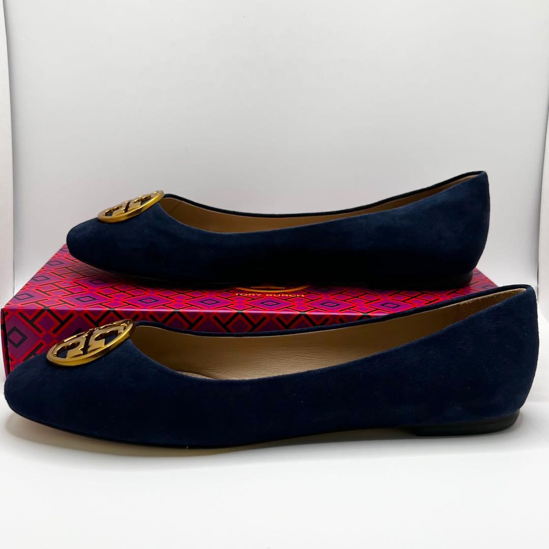 【極美品】TORY BURCH☆紺フラットパンプス☆24cm