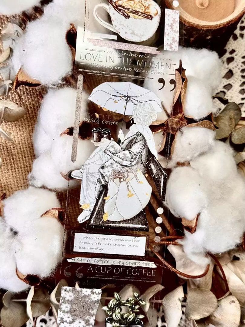 霖蓝汐原创手账《咖啡生活》海外マスキングテープ　マステ 【2242】