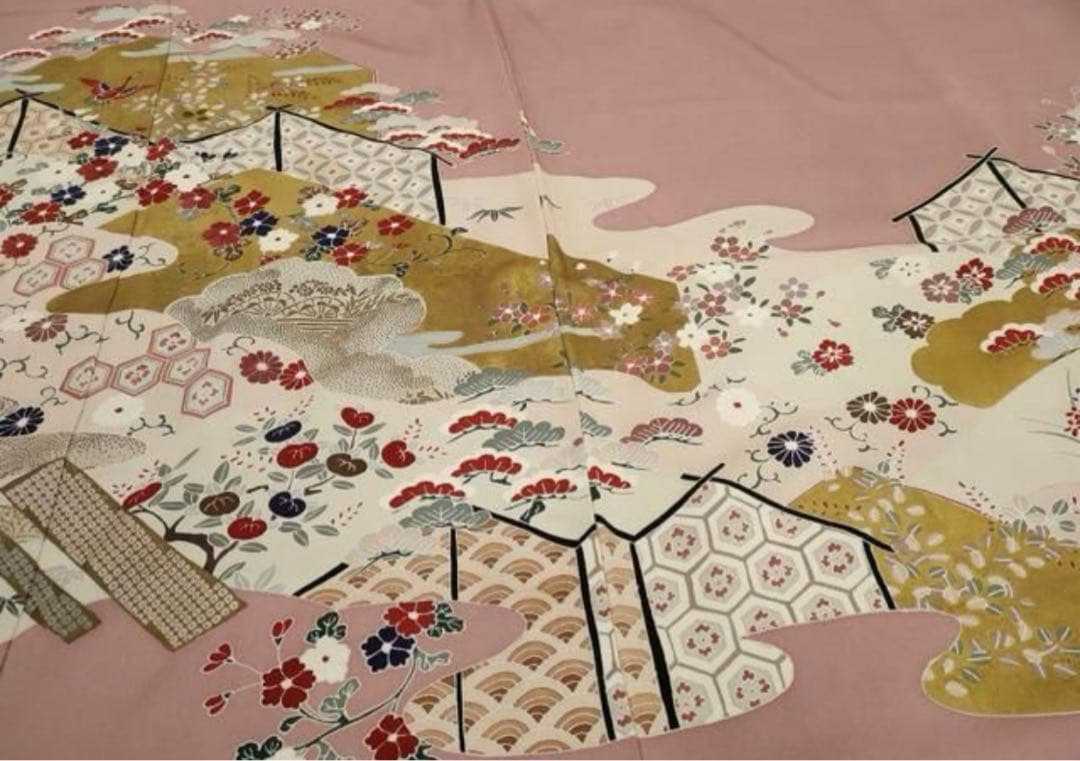 上品　正絹 色留袖　4点フルセット 1つ紋　薄ピンク　袋帯　入学式　結婚式　礼装