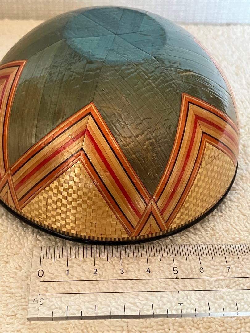 麦わら細工　球型ボンボン入れ　漆器　工芸品　伝統工芸　むぎわら細工　アンティーク