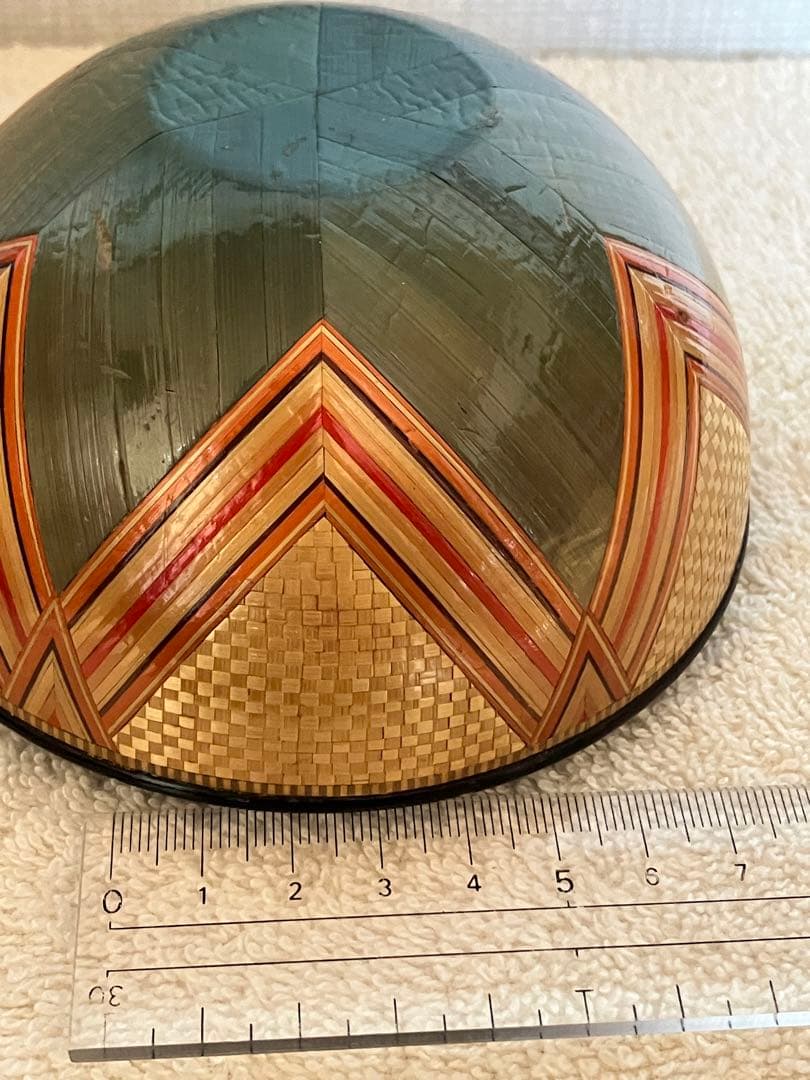 麦わら細工　球型ボンボン入れ　漆器　工芸品　伝統工芸　むぎわら細工　アンティーク