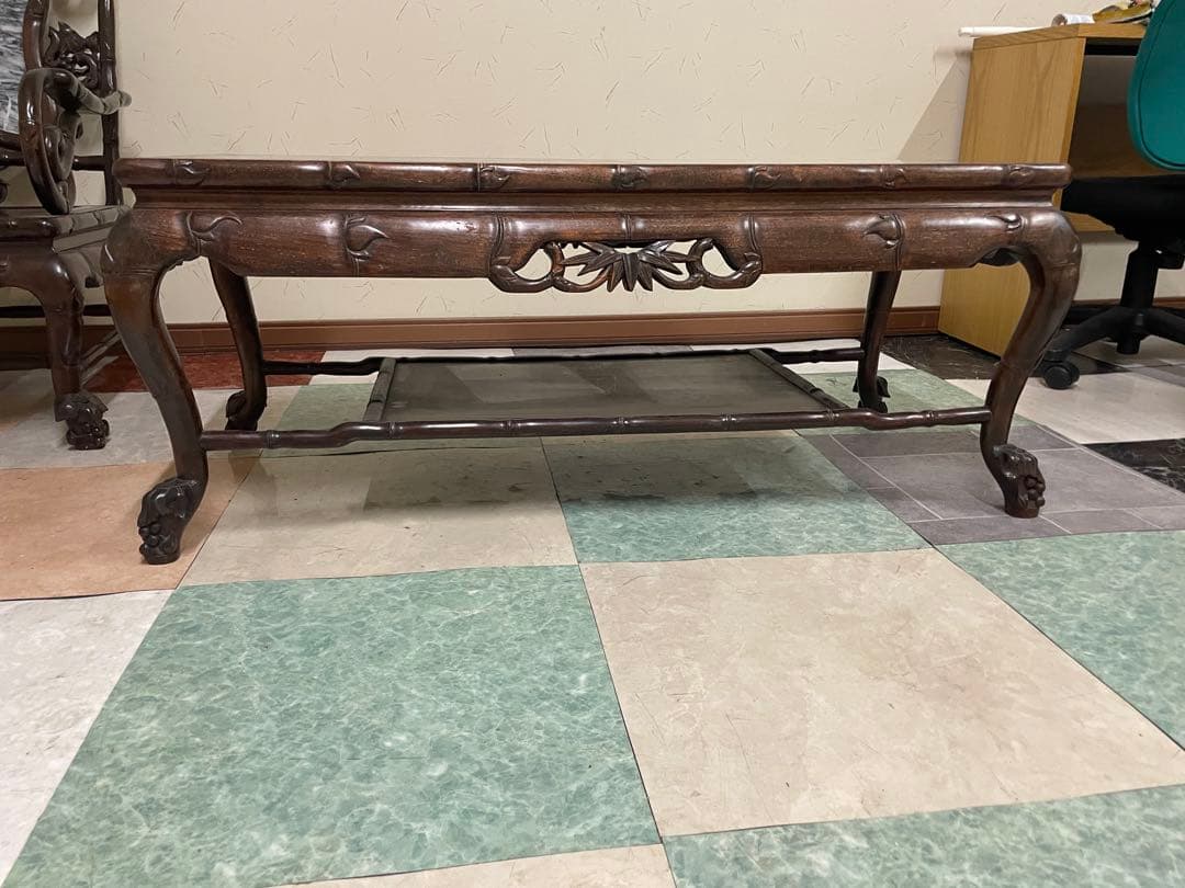 s*e様 アジアン家具 木製彫刻チェア 2脚セットセンターテーブル