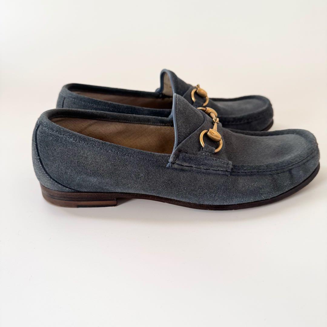 美品　GUCCI ホースビットローファー　スエード　モカシン　グレー　OLD