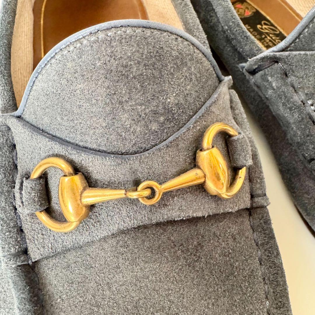 美品　GUCCI ホースビットローファー　スエード　モカシン　グレー　OLD