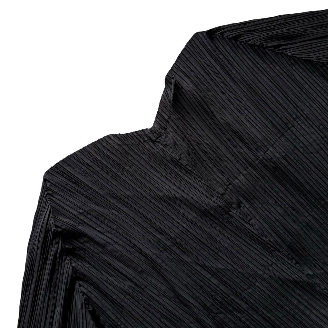 タグ付未使用★イッセイミヤケ 80s 筆タグ プリーツカーディガン イカ 黒 M