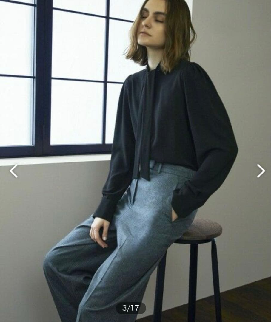 EPOCA エポカソフトジョーゼット ボウタイブラウス リボン とろみブラウス