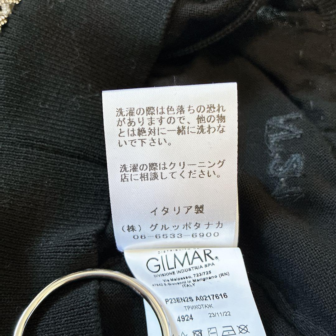 N°21 カーディガン　チェーン　ラインストーン　ロゴ刺繍　イタリア製　ブラック