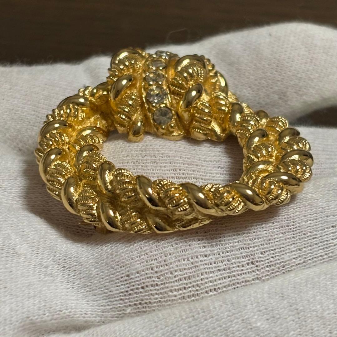 ［未使用級］DIOR ロープ　ラインストーン　ツイスト　ブローチ　ドイツ製