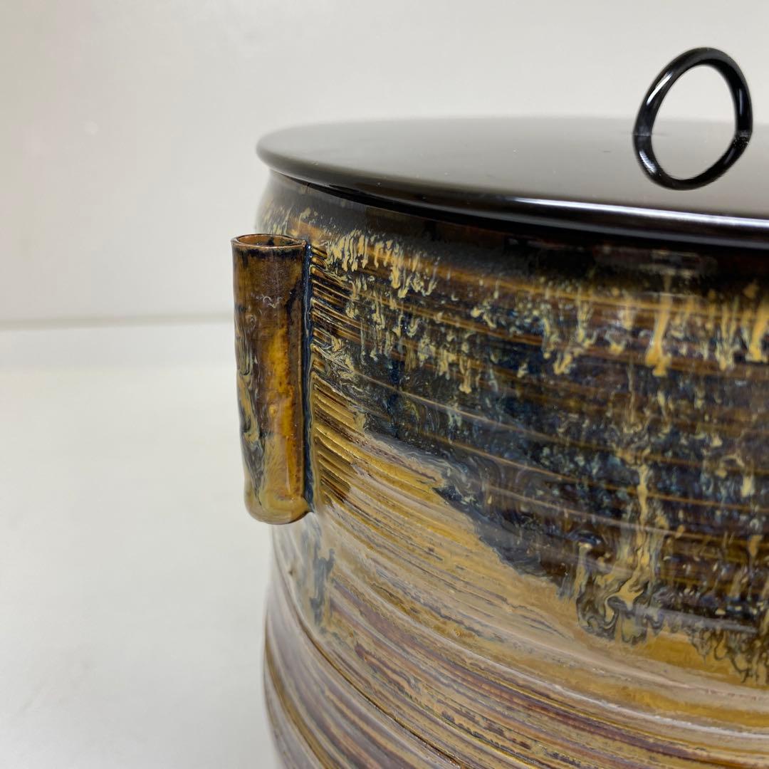 出来良 亀井楽山 高取管 耳水指 共箱 高さ28cm 東キ7-1114☆2F