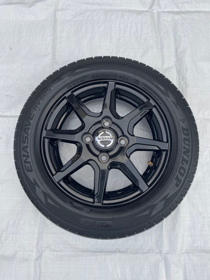 美品深溝23年 ダンロップ155/65R13 ［タイヤホイールセット］黒ホイール