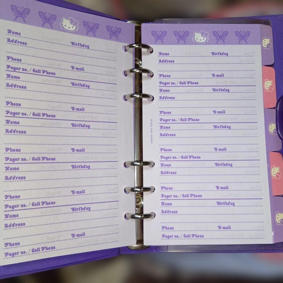 ハローキティ海外限定パープルバタフライ バインダー2001年6穴激レアシール帳