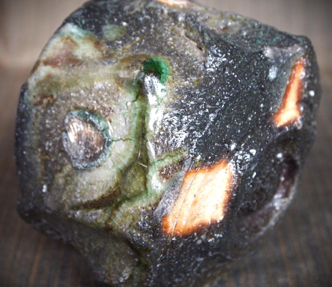 最上作★新学【師＆父：新歓嗣】★伊賀鎬茶碗★ビードロ★共箱・共布