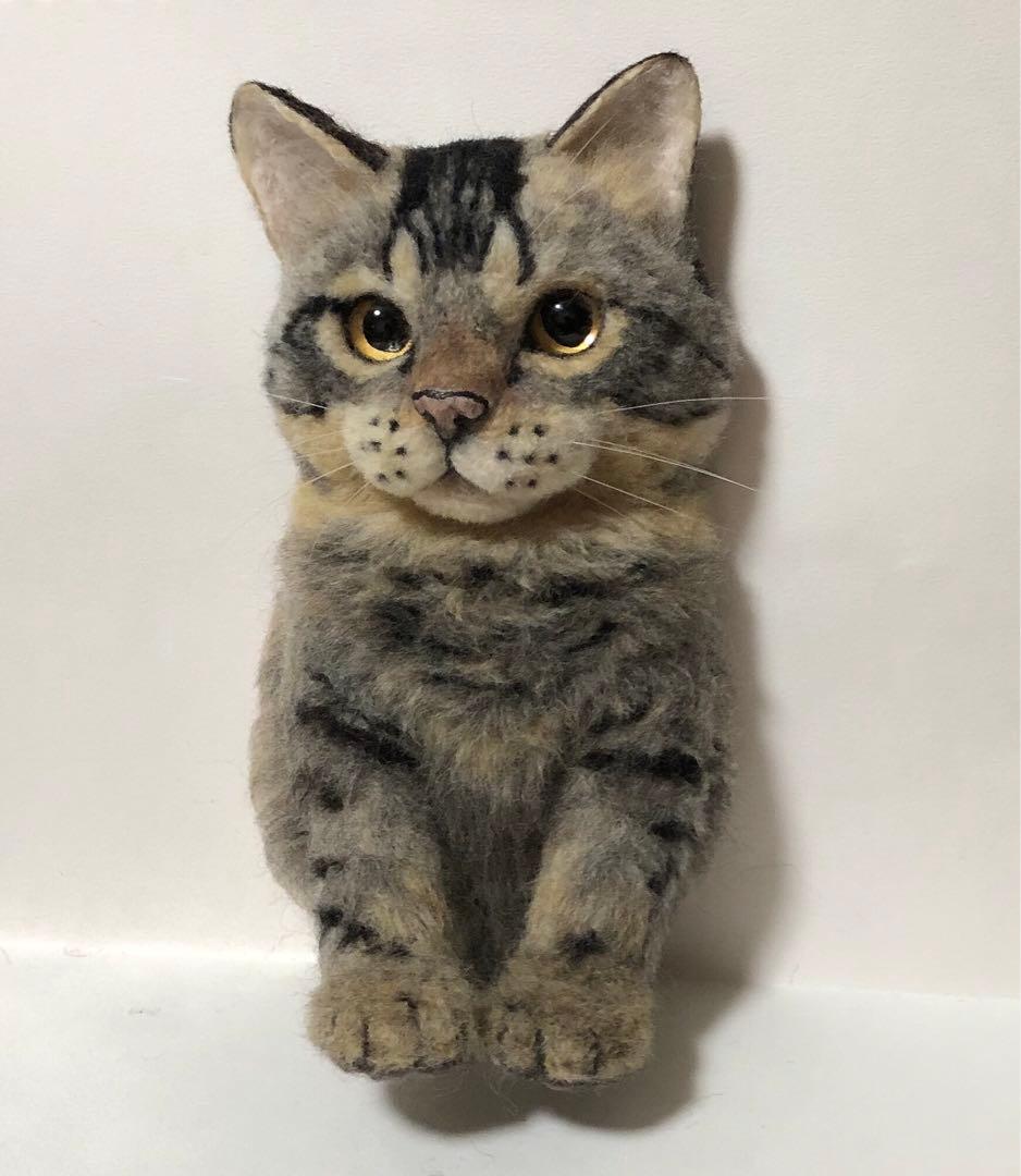 羊毛フェルト　オーダー　猫　顔＋上半身半立体