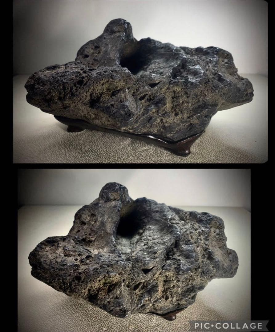 5041 瀬田川蓬巣立石 ウブ 銘『幽邃の淵』溜まり石 水石骨董