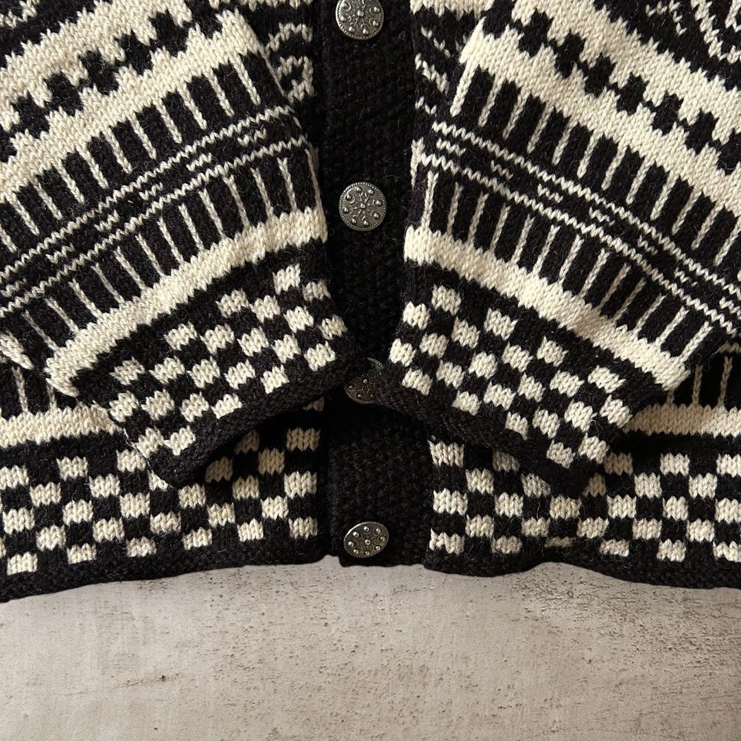 vintageノルディック柄ウールニットカーディガン北欧フェアアイルチロル古着