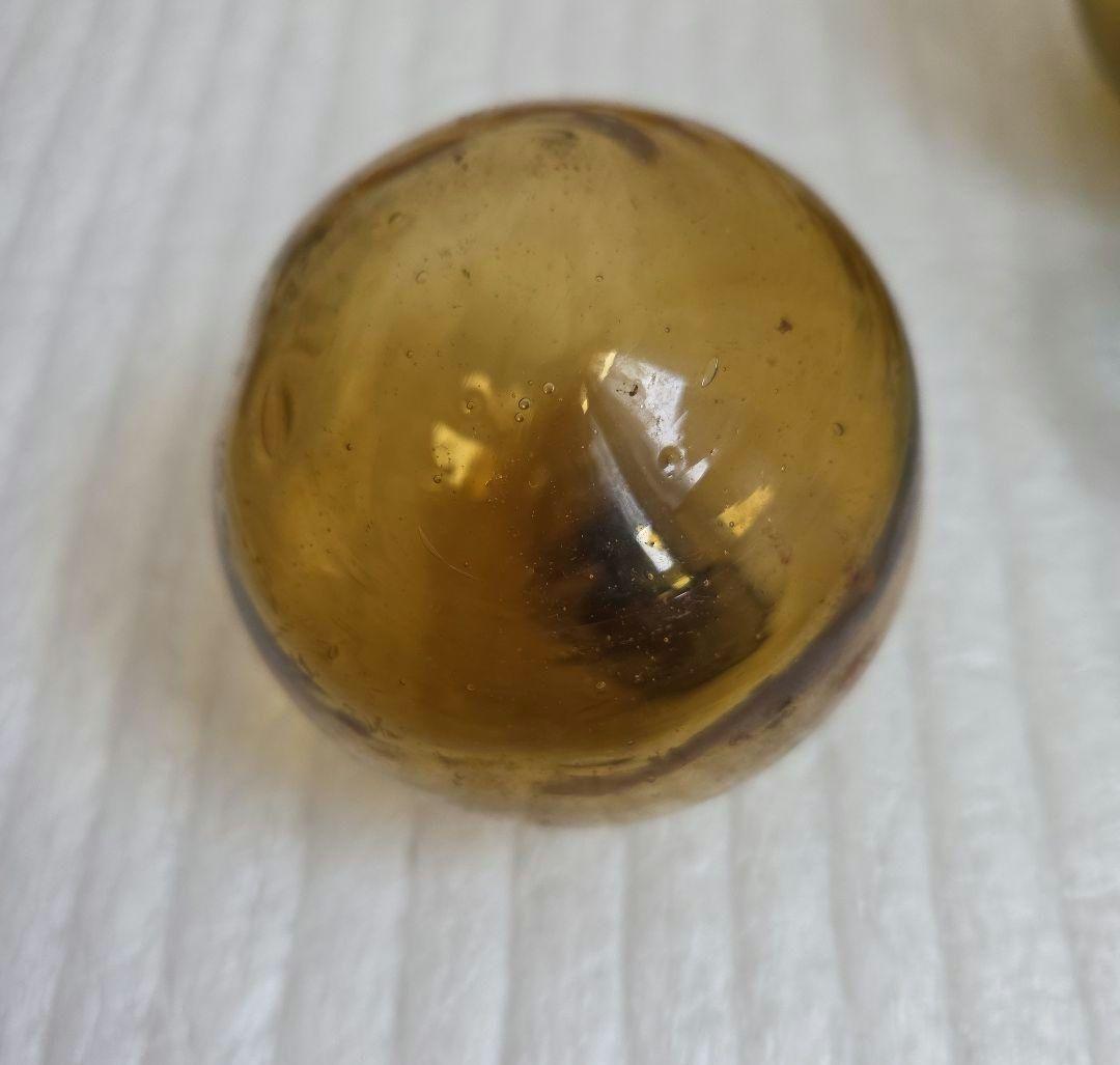 ガラス浮き玉 ガラス玉 茶２ 青ボタン２