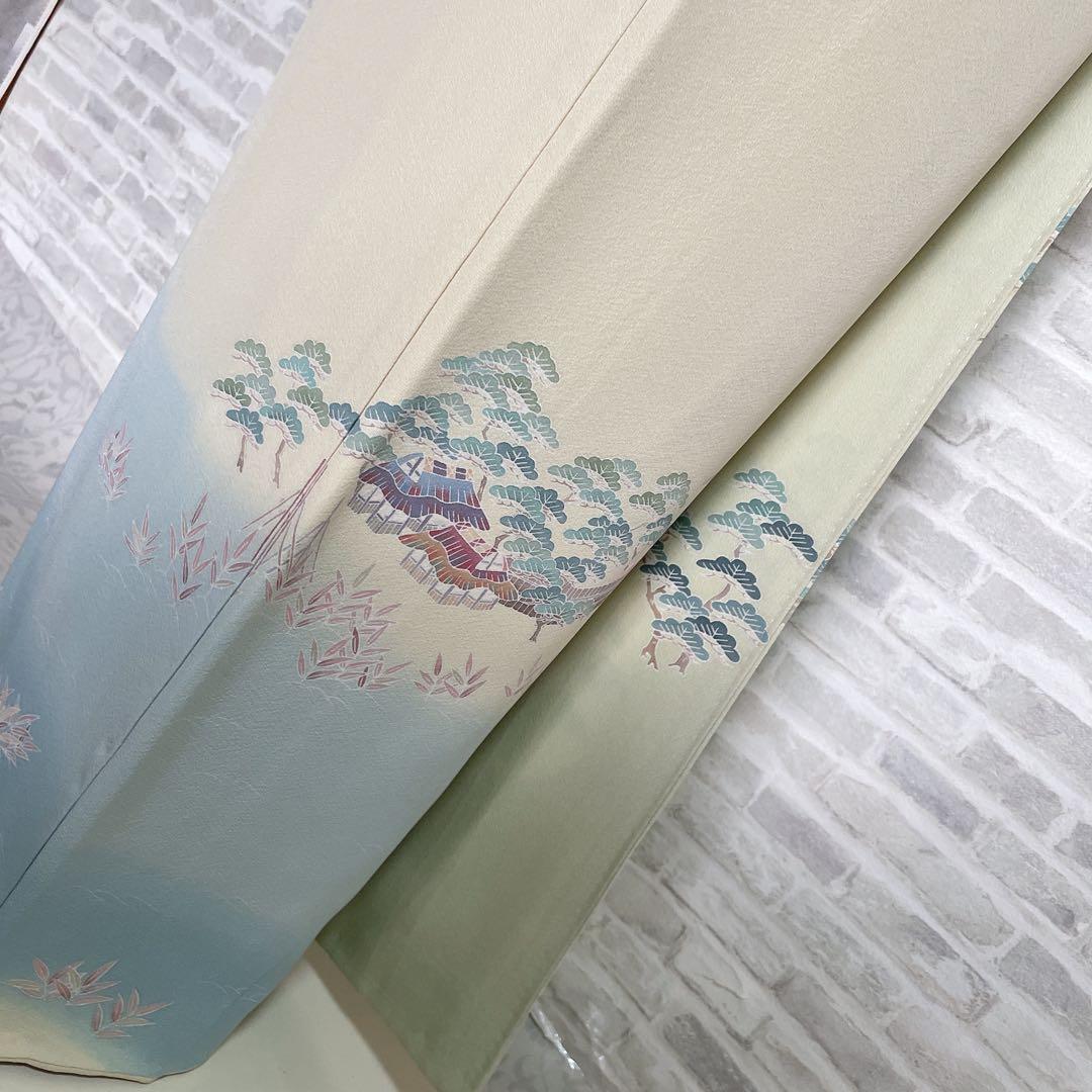 訪問着　フルセット　友禅　入江　松　海　着物　Q5