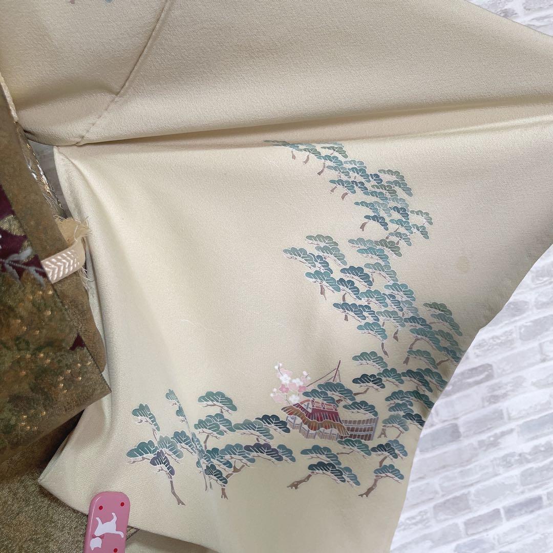 訪問着　フルセット　友禅　入江　松　海　着物　Q5